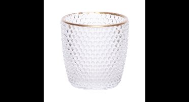 Theelichthouders/waxinelichthouders bubbel glas transparant 7,5 cm