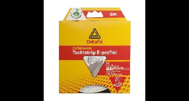 Tochtstrip - tochtwering - wit - zelfklevend - E-profiel - 6 m x 9 mm x 4 mm