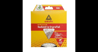 Tochtstrip - tochtwering - wit - zelfklevend - O-profiel - 6 m x 9 mm x 6 mm