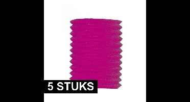 Treklampion voor feest/verjaardag - 5x - roze - 16 x 20 cm - feestartikelen/versiering - papier