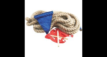 Trektouwspel - 10 meter tour - met markeervlag en haringset - touwtrekken spel