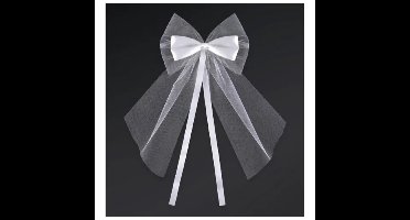 Trouwauto antenne lint strik - Bruiloft - wit - 2x stuks - 18 cm - just married