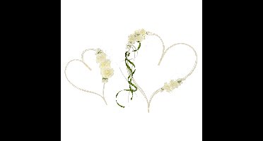 Trouwauto decoratie bloemen harten - Bruiloft - creme wit - 2x - 19-30 cm