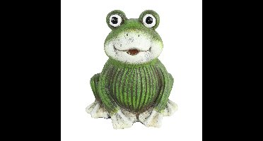 Tuinbeeld kikker zittend - kunststeen - H12 cm - groen - Decoratie dieren