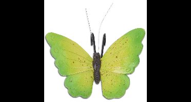 Tuindecoratie bloempothanger vlinder - kunststeen - groen - 13 x 10 cm