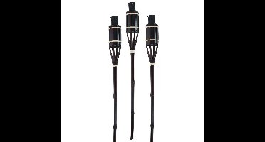 Tuinfakkels voor lampenolie - 3x stuks - 60 cm - bamboe hout - buiten - navulbaar