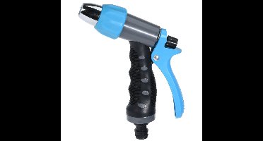 Tuinslang water geven sproeikop - zwart/blauw - regelbaar - kunststof