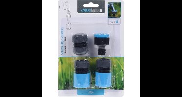 Tuinsproeier/tuinslangen koppel/verbindingsset 4-delig - kunststof