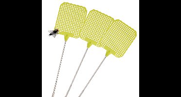 Uitschuifbare lange vliegenmepper - 4x - groen - van 26 naar 72 cm - metaal/kunststof