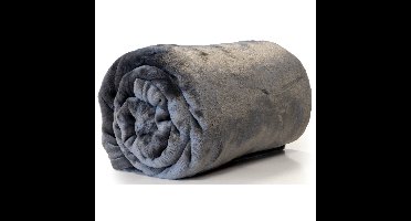 Unique Living Plaid - fleece deken - donkergrijs - polyester - 130 x 180 cm