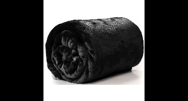Unique Living Plaid - fleece deken - zwart - polyester - 130 x 180 cm