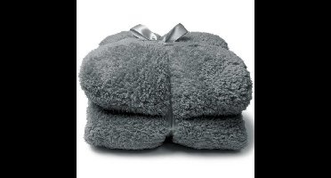 Unique Living Plaid - Teddy deken - grijs - polyester - 150 x 200 cm