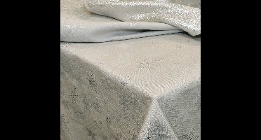 Unique Living Tafelkleed/tafellaken kerst - zilver - 140 x 200 cm - rechthoekig - polyester