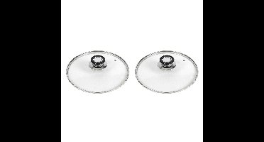 Universele pannendeksel - 2x stuks - voor pannen van D18 cm - glas - voor steelpan/sauspan -pannen