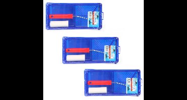 Veba Lakroller schilderset - 3x - extra fijn - verfbak en beugel - Verfset - Schuim rollers