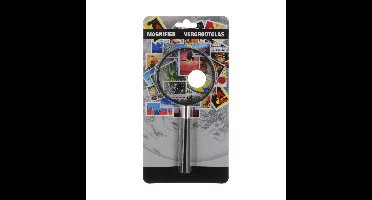 Vergrootglas met dubbele lens - kunststof - zwart - 12 x 5 cm