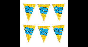 Verjaardag 25 jaar thema vlaggetjes - 2x - feestversiering - 10m - folie - dubbelzijdig
