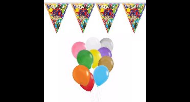 Verjaardag 50 jaar feest thema set 50x ballonnen en 2x Abraham print vlaggenlijnen