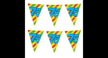 Verjaardag 75 jaar thema vlaggetjes - 2x - feestversiering - 10m - folie - dubbelzijdig