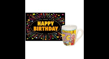 Verjaardag mok/beker 70 jaar vrouw met fun-tekst 300ml + wenskaart Happy Birthday