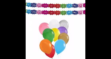 Verjaardag versiering set - 2x slingers en 100x party ballonnen