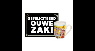 Verjaardagsmok/beker 70 jaar man met grappige tekst 300 ml + wenskaart ouwe zak