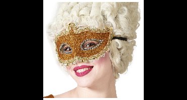 Verkleed gezichtsmasker Venetiaans - goud met glitters - volwassenen - Carnaval/gemaskerd bal