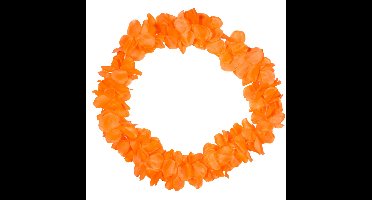 Verkleed Hawaii bloemen slingers - neon oranje - Koningsdag/oranjefeest thema