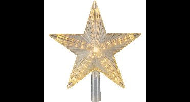 Verlichte kerst piek - ster vorm - transparant - 22 cm - led verlichting - warm wit