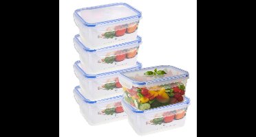 Vershoudbakje - 6x - 1100 ml - transparant - kunststof - 18,8 x 13 x 8,7 cm - Luchtdicht afgesloten