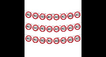 Vlaggenlijn - 3x - papier - 10 meter - 40 jaar - verkeersborden - feestversiering