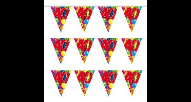 Vlaggenlijn 40 jaar - Set van 4x stuks - 10 meter - plastic - leeftijd versiering - 40e verjaardag