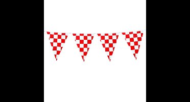 Vlaggenlijn Brabant Carnaval - 10 m - Carnaval - rood/wit geblokt - kunststof