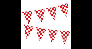 Vlaggenlijn Brabant Carnaval - 2x - 10 m - Carnaval - rood/wit geblokt - kunststof