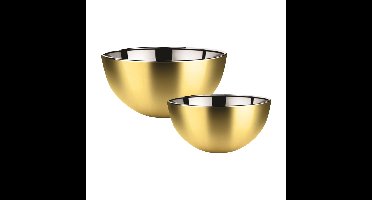 Voedsel serveer schalen set - 2x stuks - metallic goud - RVS - Dia 19/23 cm