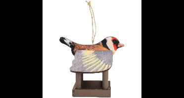 Vogel voeder huisje Puttertje - hangend - hout - 24 x 16 x 21 cm - vogelhuisje