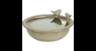 Vogelbad/voederschaal - saliegroen - keramiek - D24 x H10 cm - drinkschaal voor tuinvogels