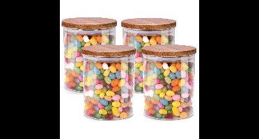 Voorraadpot/bewaarpot Foodking - 3x - borosilicaat glas - 600 ml - glas/hout - luchtdicht