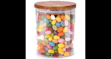 Voorraadpot/bewaarpot Foodking - borosilicaat glas - 600 ml - glas/hout - luchtdicht