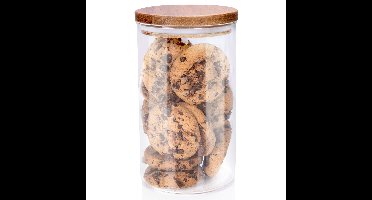 Voorraadpot/bewaarpot Foodking - borosilicaat glas - 950 ml - glas/hout - luchtdicht