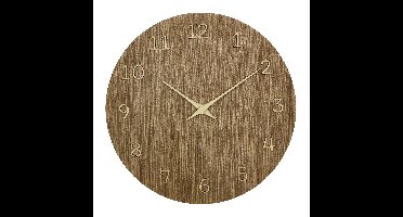 Wandklok - donker naturel hout - D30 cm - hout - muur klok - rond