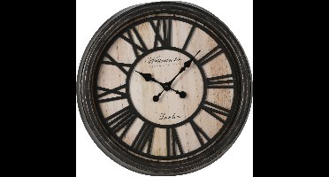 Wandklok huiskamer - Bologna - wand/muur - Dia 50 cm - zwart/hout/glas