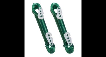 Waslijn - 2x - 20 meter - PVC - groen - drooglijn / waslijndraad - wasgoed ophangen - met 2 haakjes