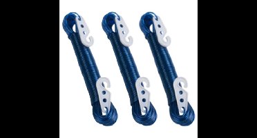 Waslijn - 3x - 20 meter - PVC - blauw - drooglijn / waslijndraad - wasgoed ophangen - met 2 haakjes