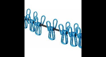 Waslijn elastisch - met 12 wasknijpers - zwart/blauw - 330cm