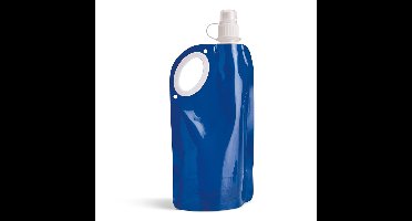 Waterfles/drinkfles opvouwbaar - blauw - kunststof - 770 ml - schroefdop - waterzak