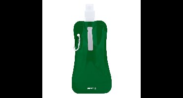 Waterfles / drinkfles opvouwbaar - groen - kunststof - 400 ml - schroefdop - ophanghaak