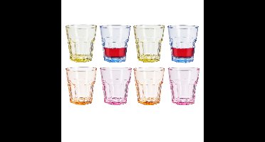 Waterglazen/drinkglazen Coloris - 8x - transparant kleurenmix - 300 ml