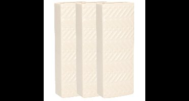 Waterverdamper - 3x - creme wit - keramiek - 400 ml - radiatorbak luchtbevochtiger - 7,4 x 18,6 cm