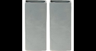 Waterverdamper radiator - 2x - grijs - met relief - kunststeen - 18 cm - luchtbevochtiger
